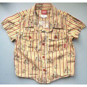 Paul Frank Pirate Ship Anchor Button Up Toddler Shirt 3T Stripes USA 2005 Small